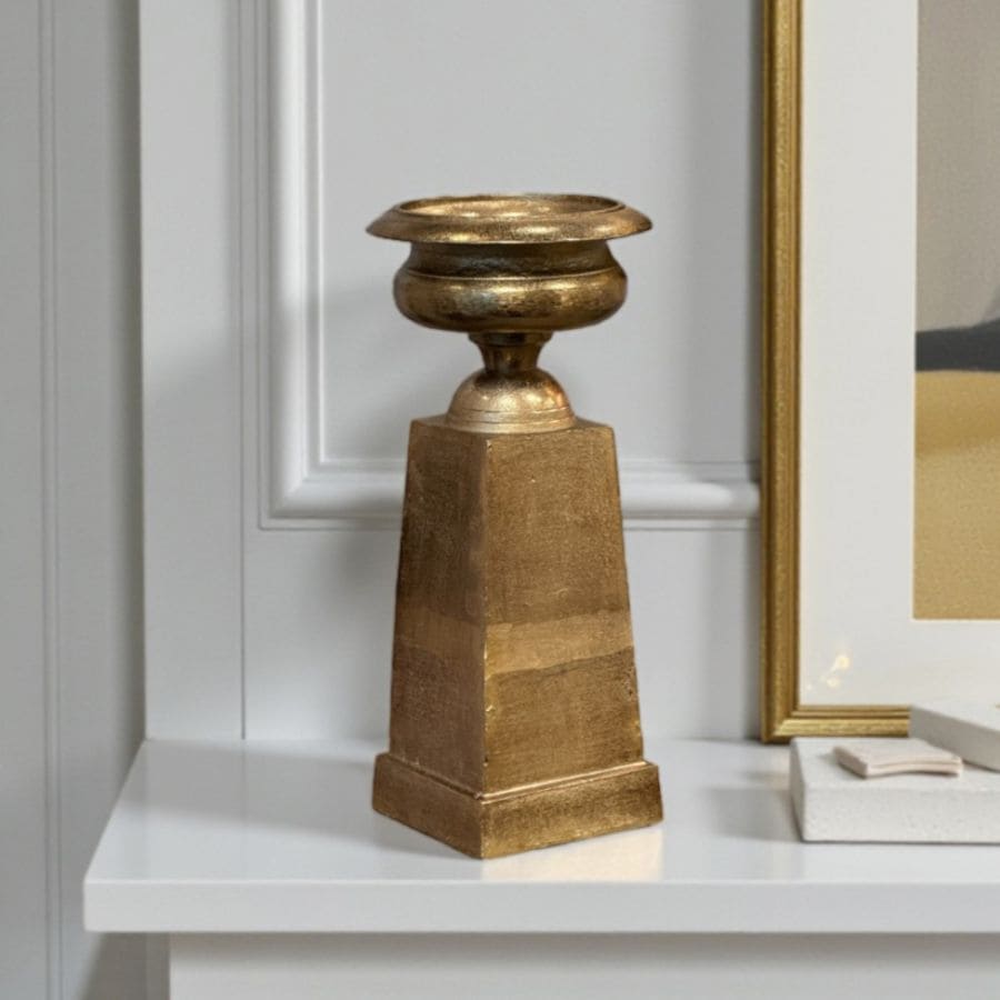 アンティークゴールド ピラーキャンドルホルダー