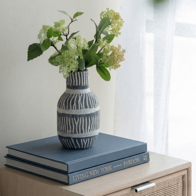 オーガニックモダン ストライプ セラミックベース 高さ22cm
