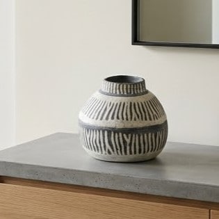 オーガニックモダン ストライプ セラミックベース 高さ14.5cm