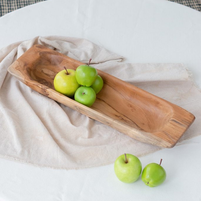 チークウッド トレイ 幅48cm ナチュラル 木製ロングトレイ