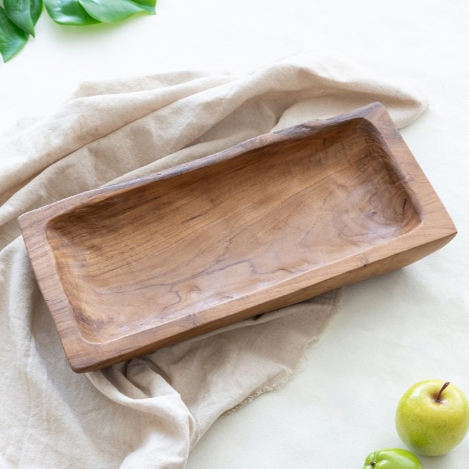 チークウッド トレイ 幅40cm 木製ディスプレイトレイ