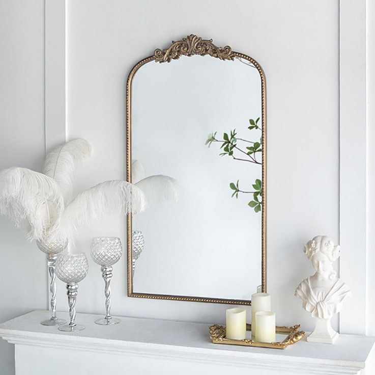 アンティーク調 ゴールド アーチウォールミラー 高さ106cm