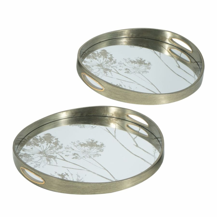 ミラーデコレーショントレイ 幅45cｍ/37cm 2点セット