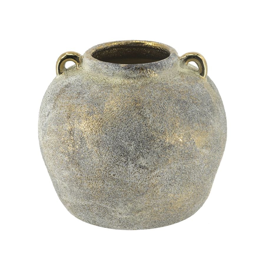 ブルーグレーフラワーベース 高さ20cm アンフォラ型