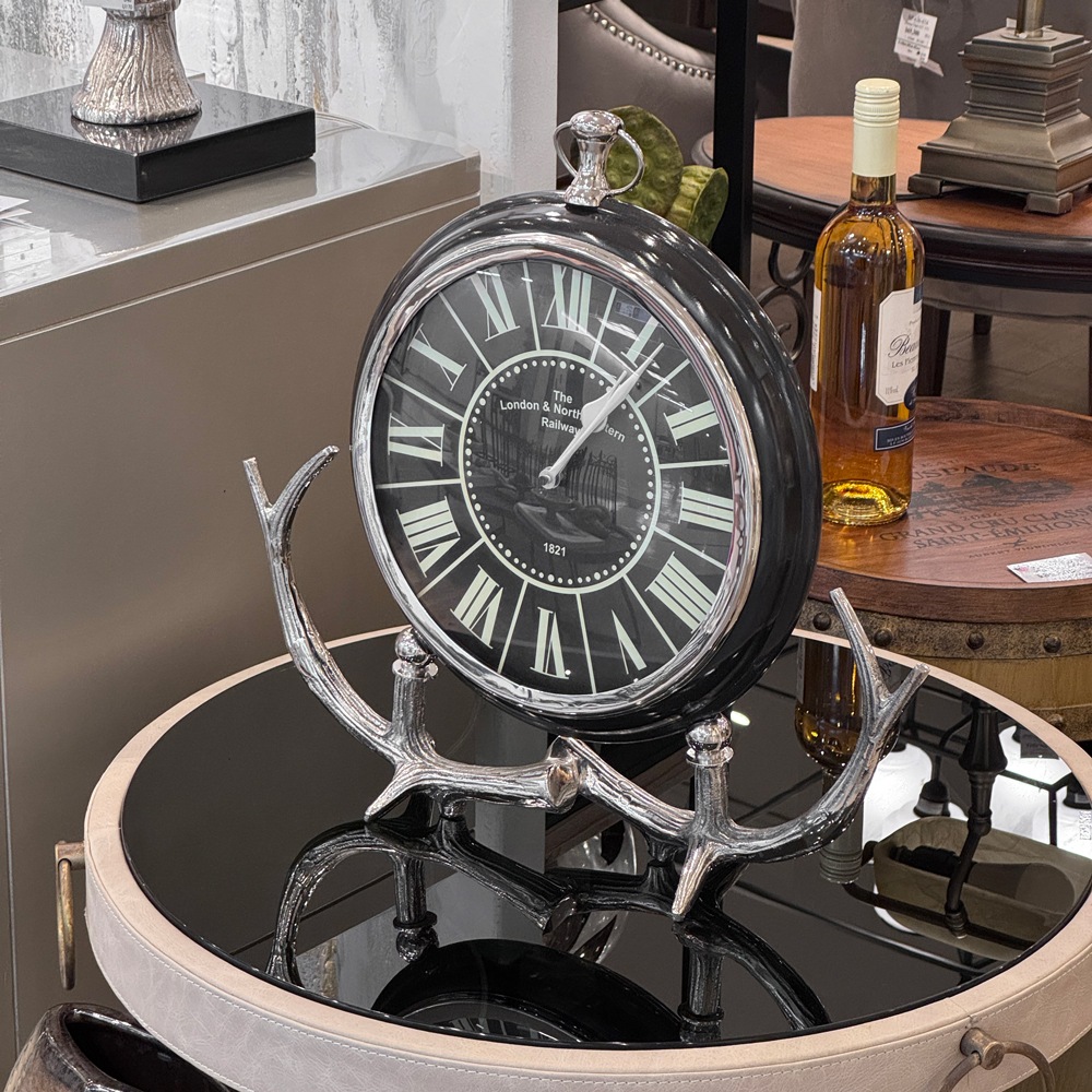 鹿角モチーフ テーブルクロック 高さ41cm | デコレーション,その他