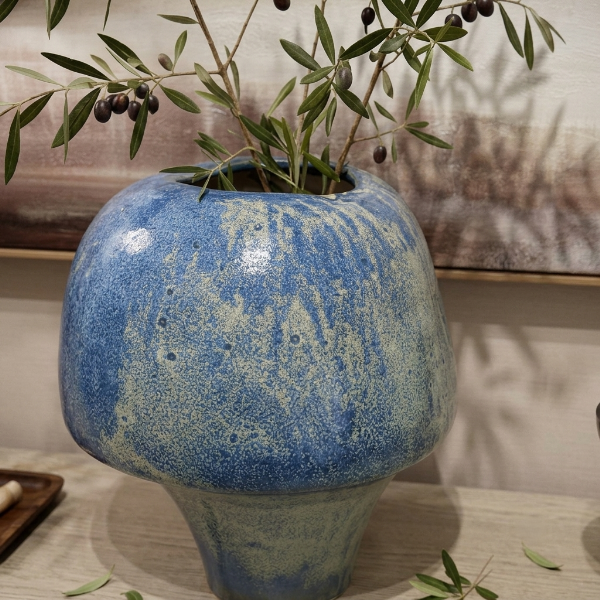 ブルーグリーン 陶器フラワーベース 高さ33.5cm | デコレーション,花瓶