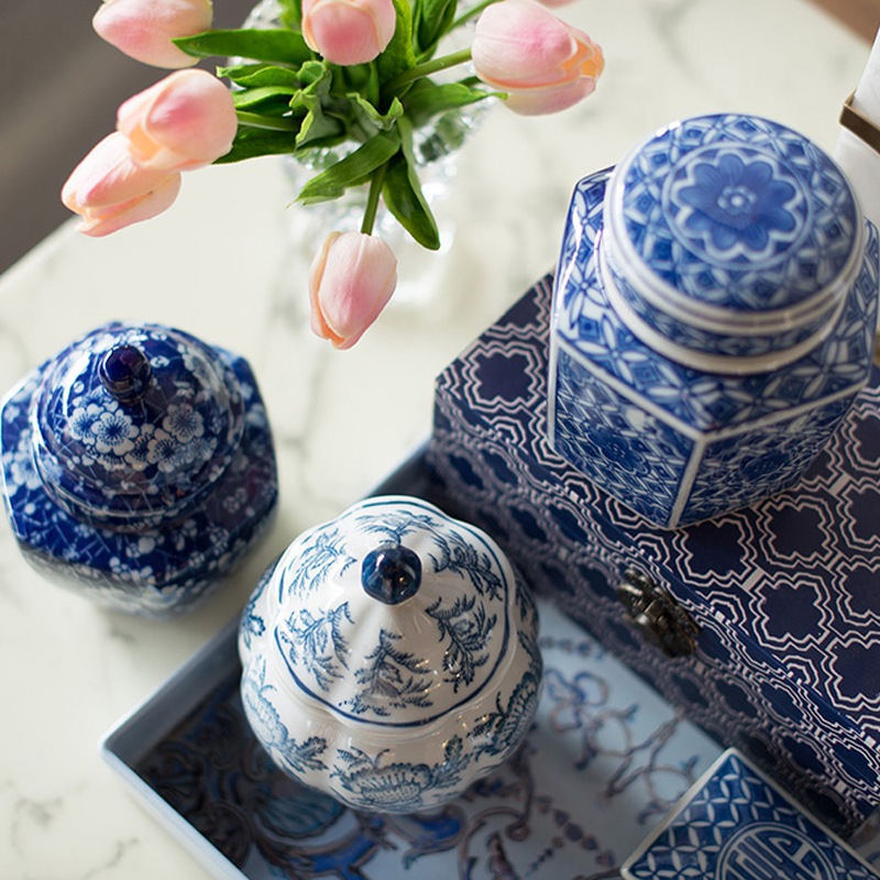 ミニ セラミックジャー 3個セット シノワズリ柄 | インテリア