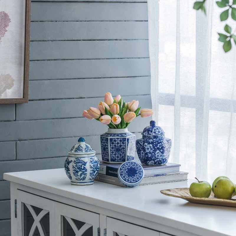 ミニ セラミックジャー 3個セット シノワズリ柄 | デコレーション