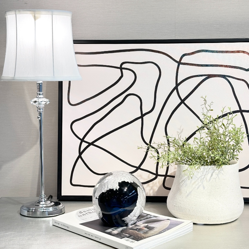 ガラスボール オブジェ Lサイズ シルバー×ブルー 直径12.5cm