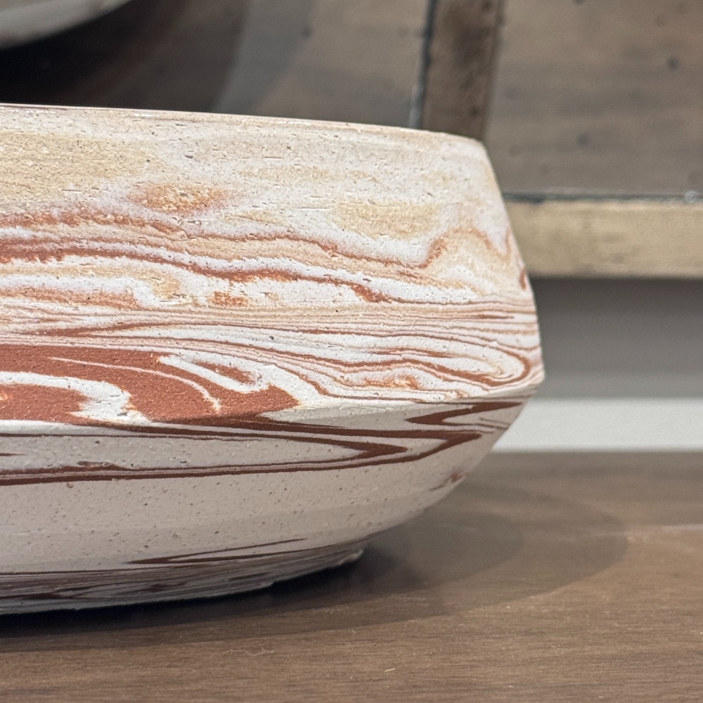 ブラウンライン ボウル型フラワーベース 幅26.8cm | デコレーション