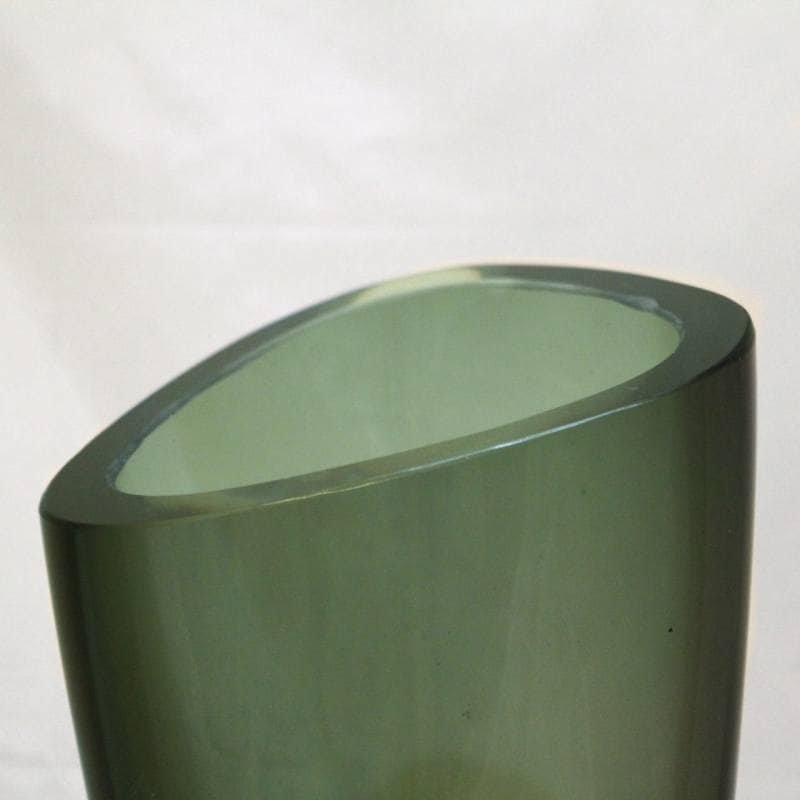 花瓶 ガラス製 大型 フラワーベース スモークグリーン