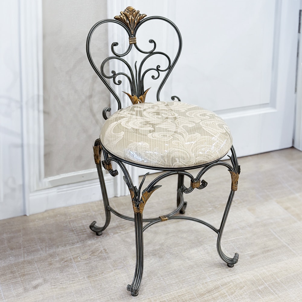 クラシカルアイアンチェア ベージュ布地 | アイアンインテリア