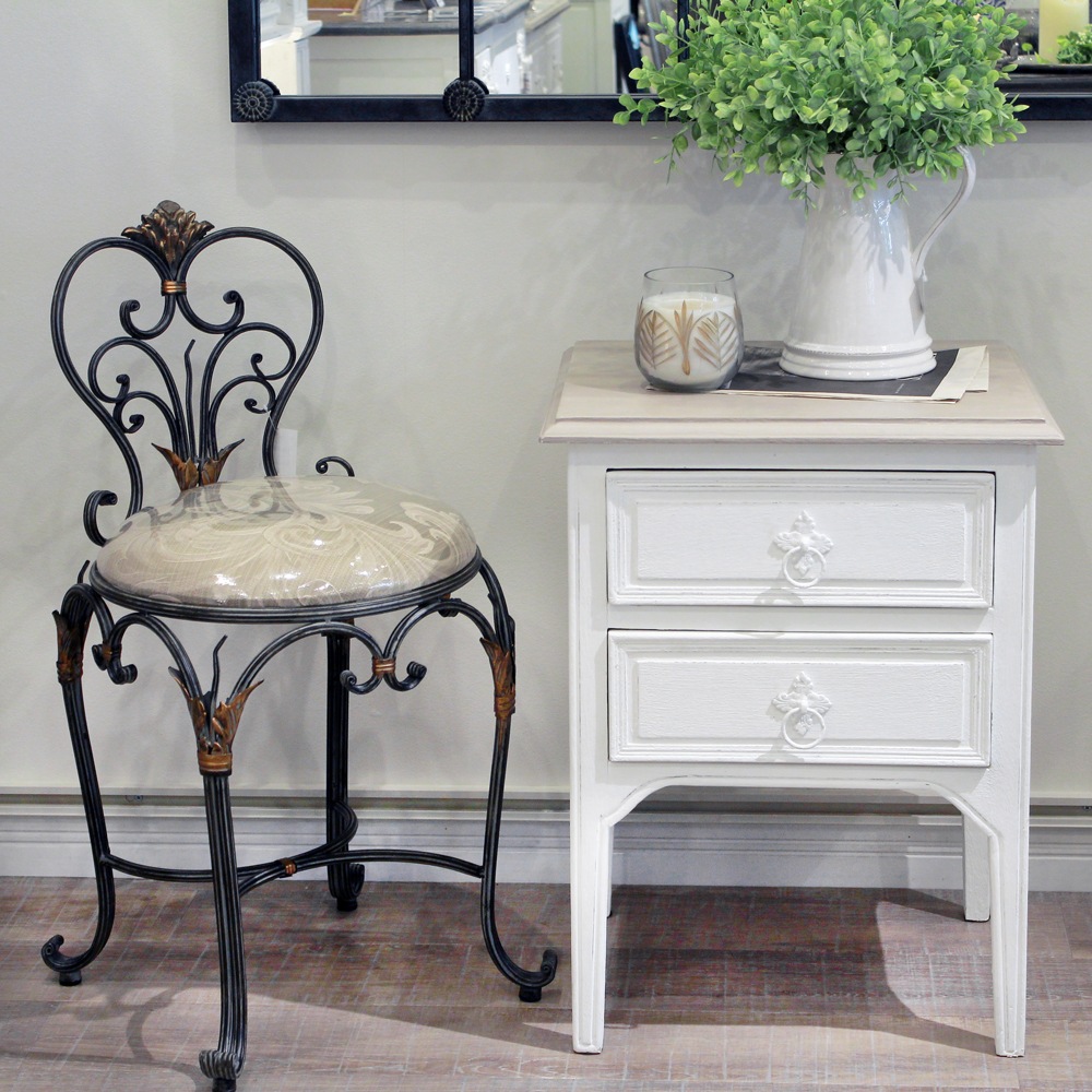 クラシカルアイアンチェア ベージュ布地 | アイアンインテリア