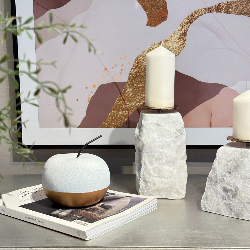 アップルモチーフ オブジェ ホワイト×ゴールド φ13.5cm