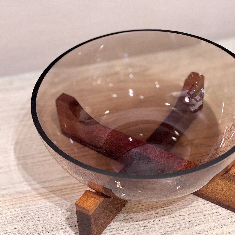 ガラスフルーツボウル 木製スタンド付き 幅28cm | 全ての商品