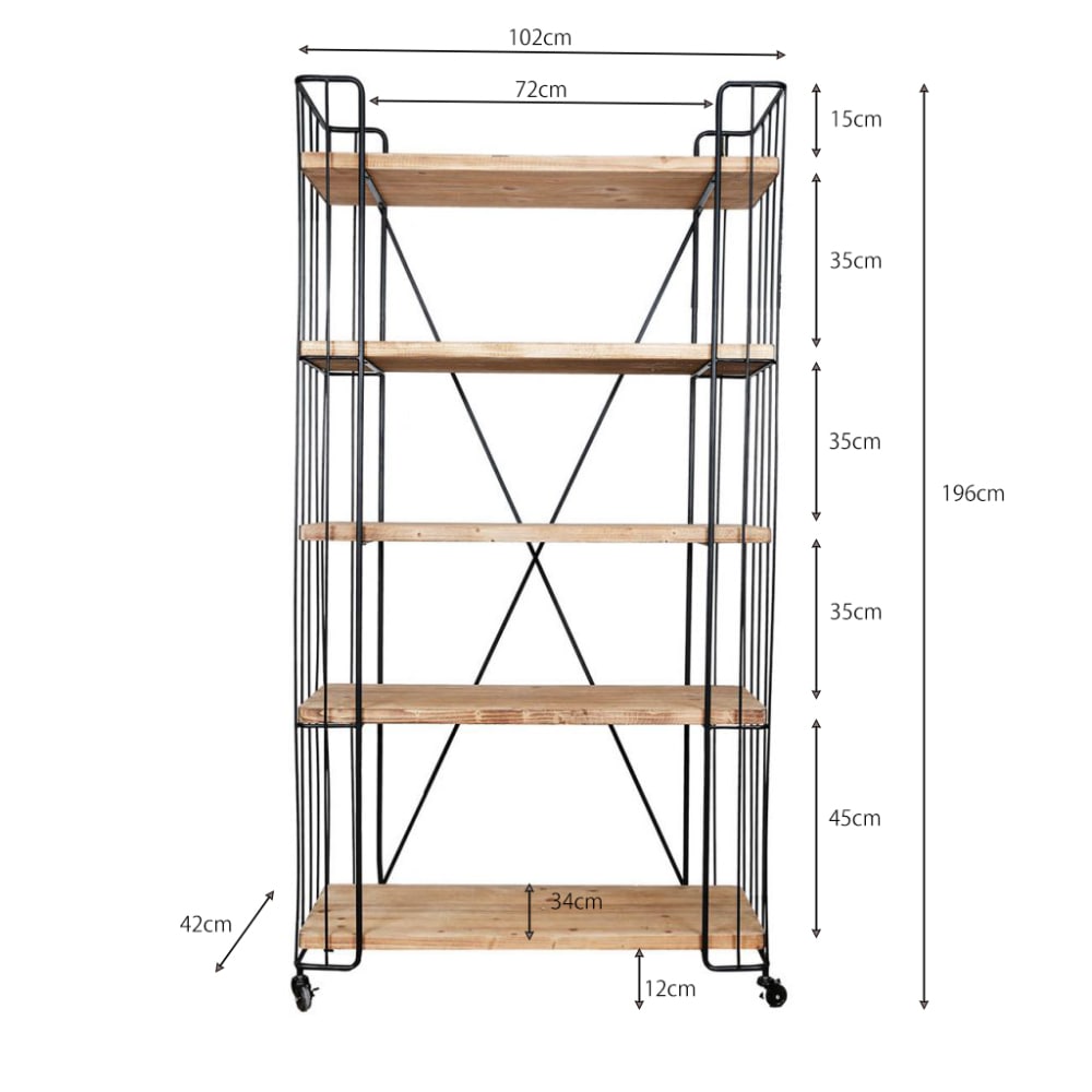 ブックシェルフ 5段 ウッド×アイアン | 全ての商品 |インテリア雑貨や