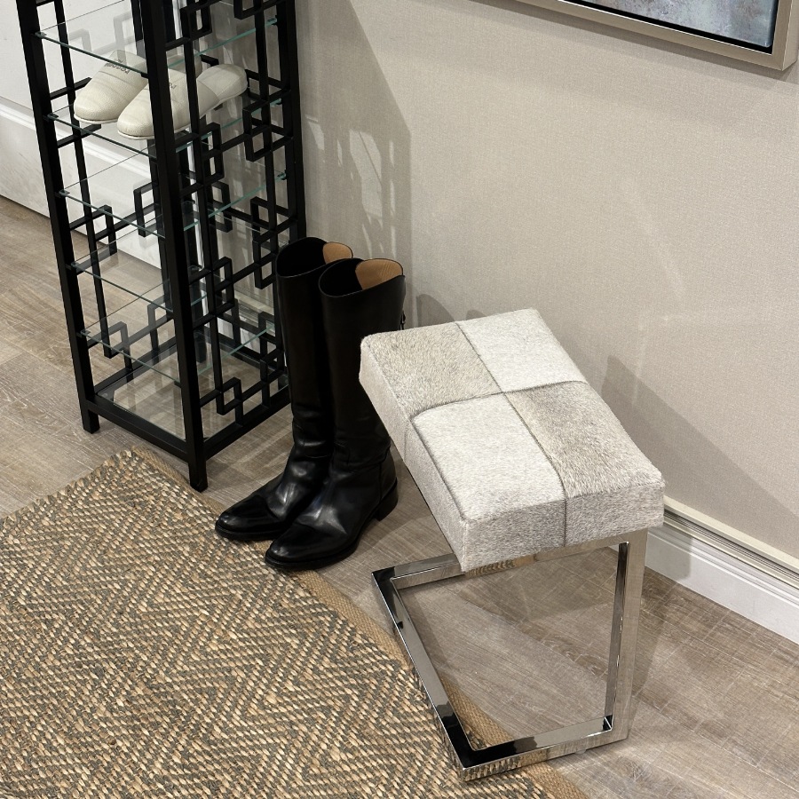 リアルファー玄関スツール グレー | 家具,チェア,スツール |インテリア