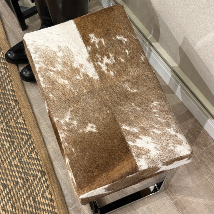 リアルファー玄関スツール ブラウン/ホワイト | 家具,チェア,スツール