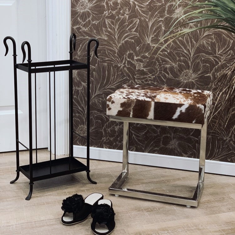 リアルファー玄関スツール ブラウン/ホワイト | 家具,チェア,スツール