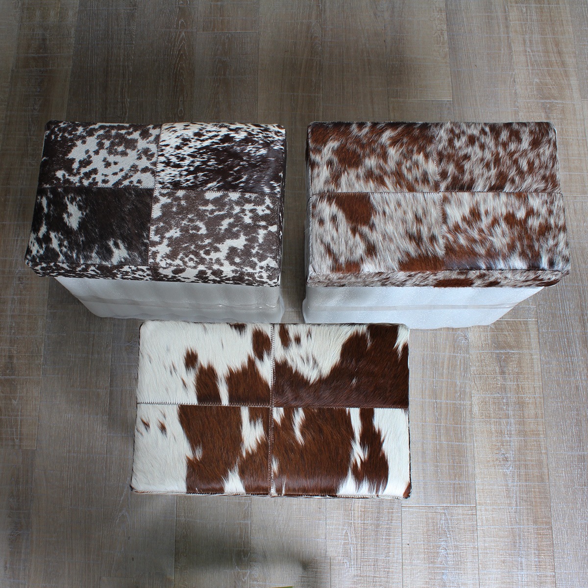 リアルファー玄関スツール ブラウン/ホワイト | 家具,チェア,スツール