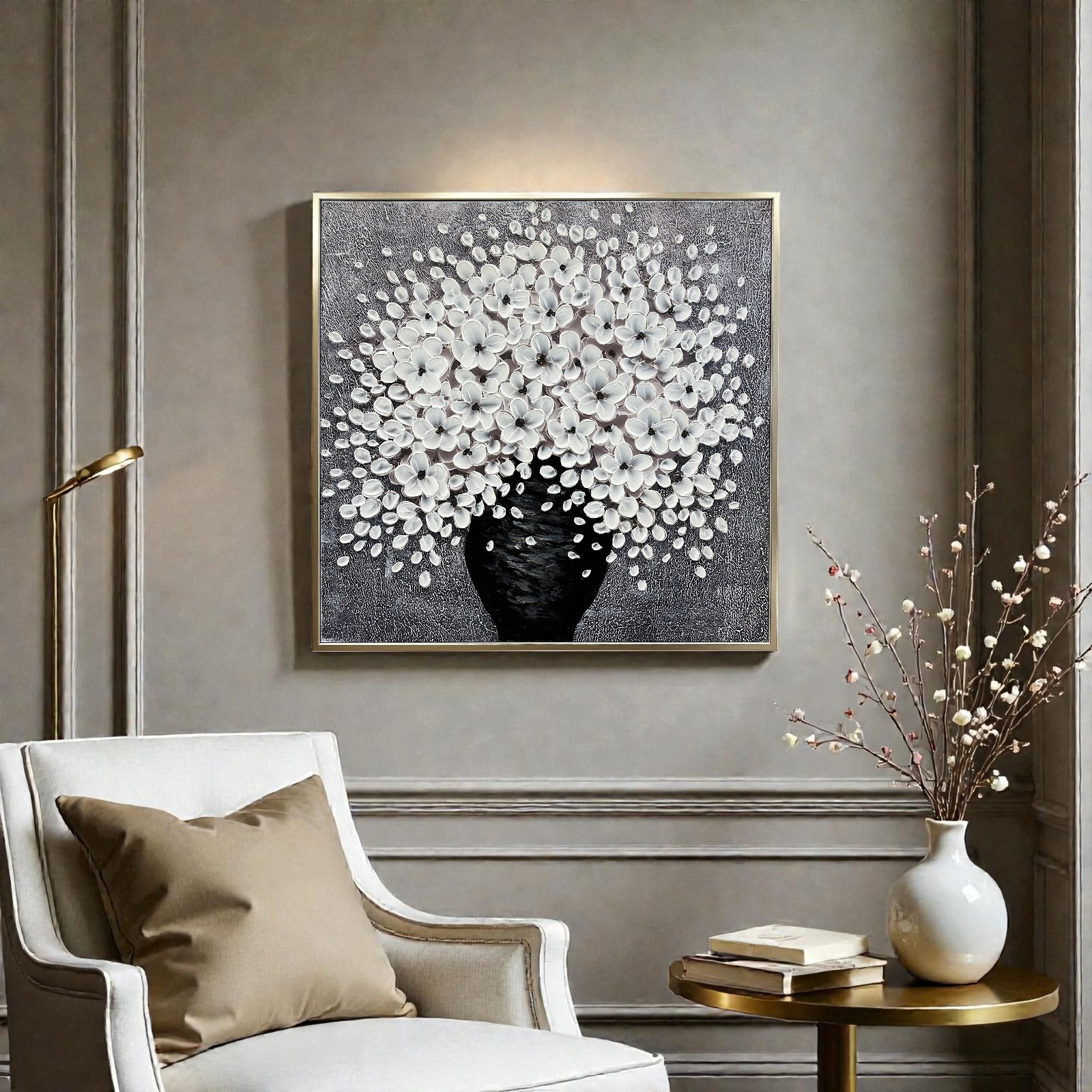 アートフレーム ホワイトブロッサム 103×103cm | ウォールアート