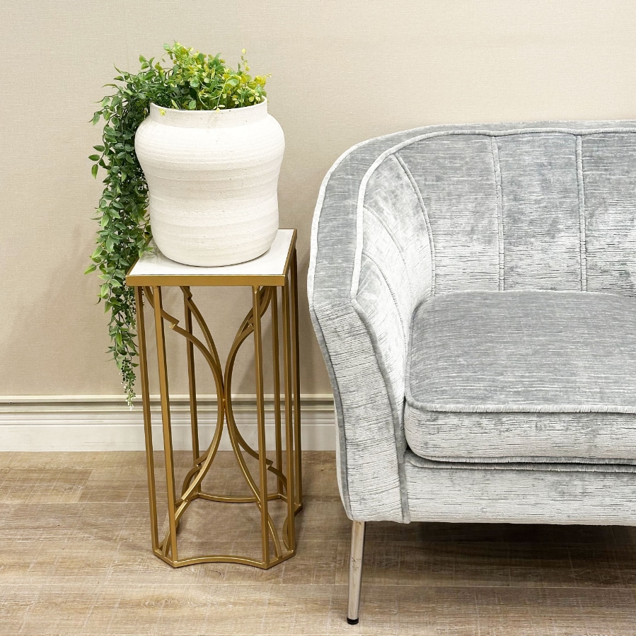 大理石 × エレガントゴールド 花台 高さ59cm | アイアンインテリア