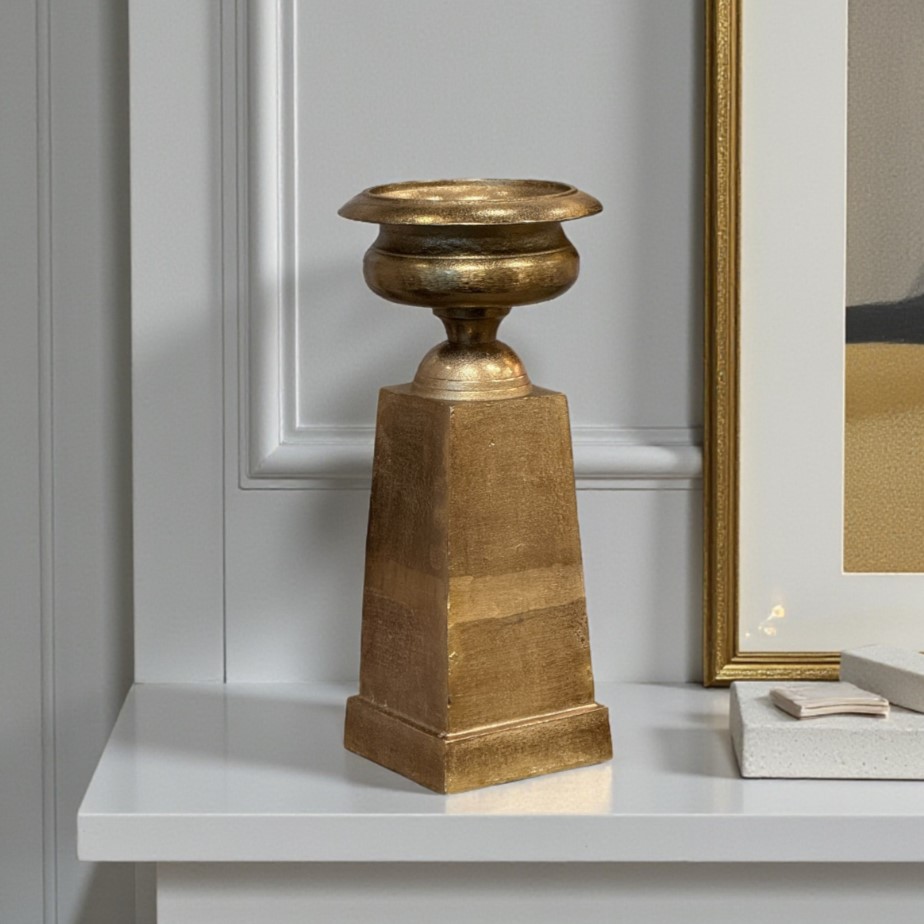アンティークゴールド ピラーキャンドルホルダー | デコレーション