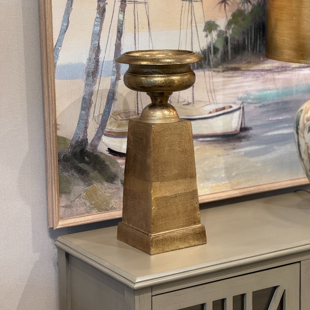 アンティークゴールド ピラーキャンドルホルダー | デコレーション