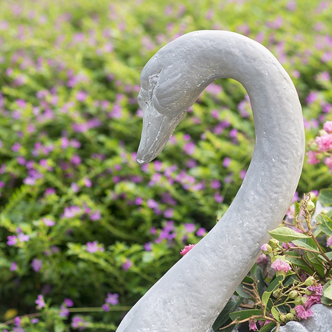スワンプランター 白鳥オブジェ 幅42cm アンティーク調 ガーデンポット