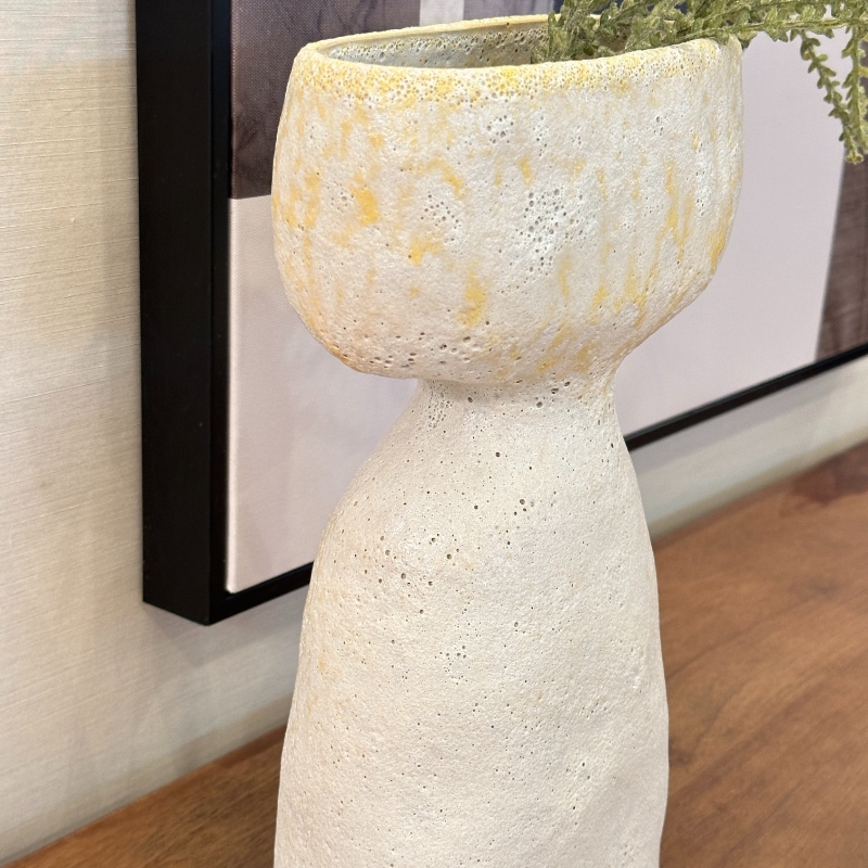 モダンセラミックフラワーベース 31cm ナチュラルストーン風デザイン