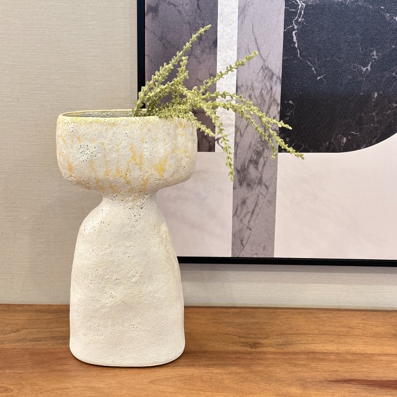 モダンセラミックフラワーベース 31cm ナチュラルストーン風