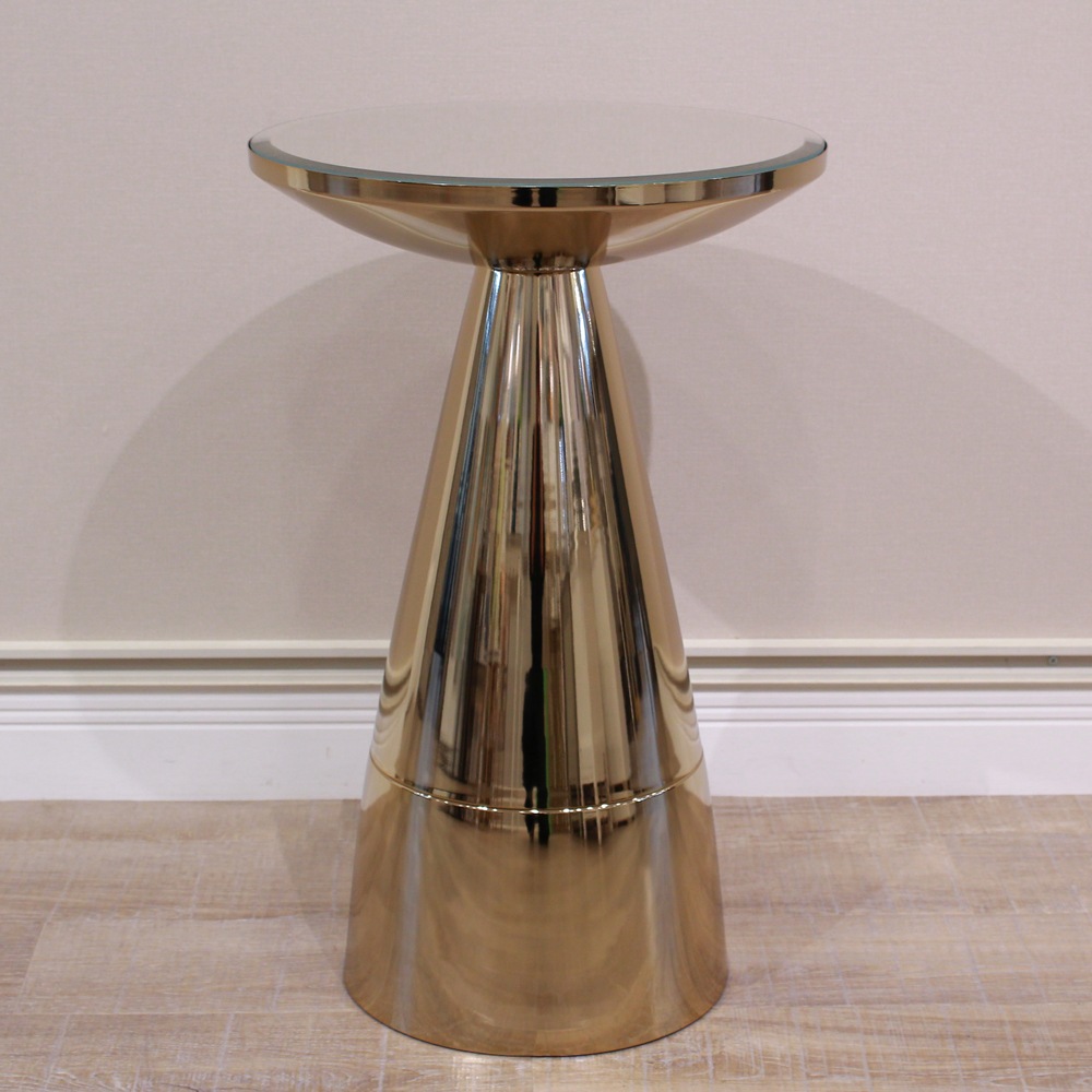 モダン サイドテーブル ゴールド ミラー天板 | 家具,テーブル