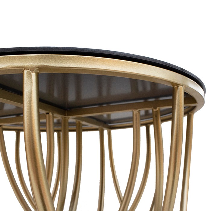 ゴールド 金属製 サイドテーブル　天板ミラー ゴールド 金属製 サイドテーブル天板ミラー