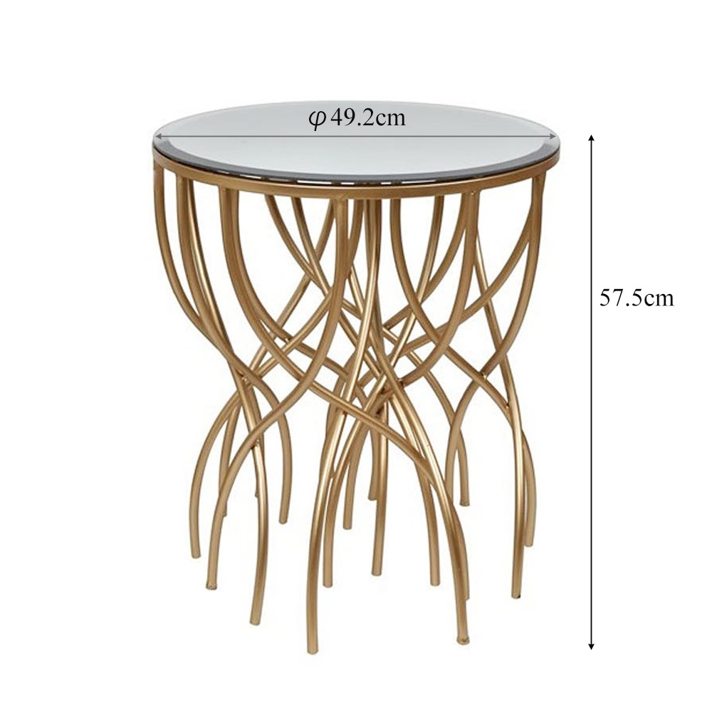 輸入品/サイドテーブル/ゴールド/ミラー/モデルルーム展示品 ミラーサイドテーブル 直径492cm | 家具,テーブル,サイドテーブル