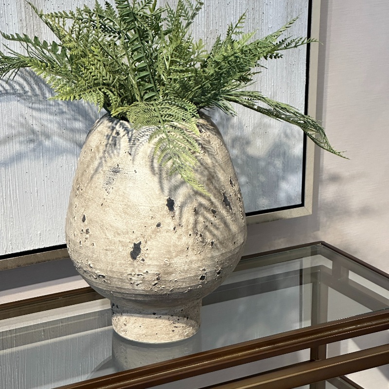 セラミックベース グレー 高座 花器 陶器 | インテリアデコレーション