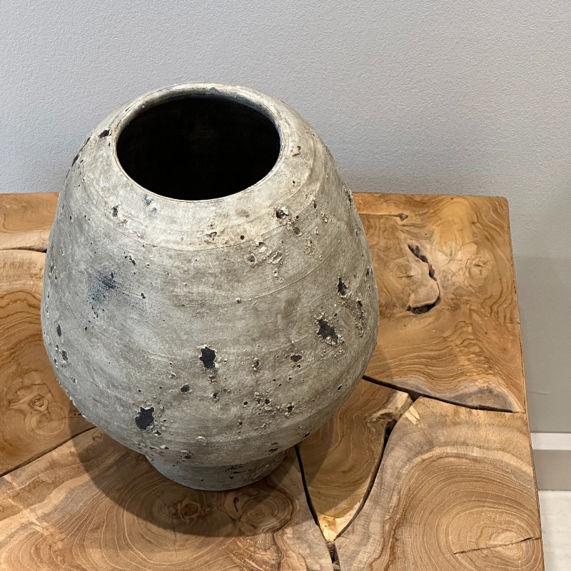 セラミックベース グレー 高座 花器 陶器 | インテリアデコレーション