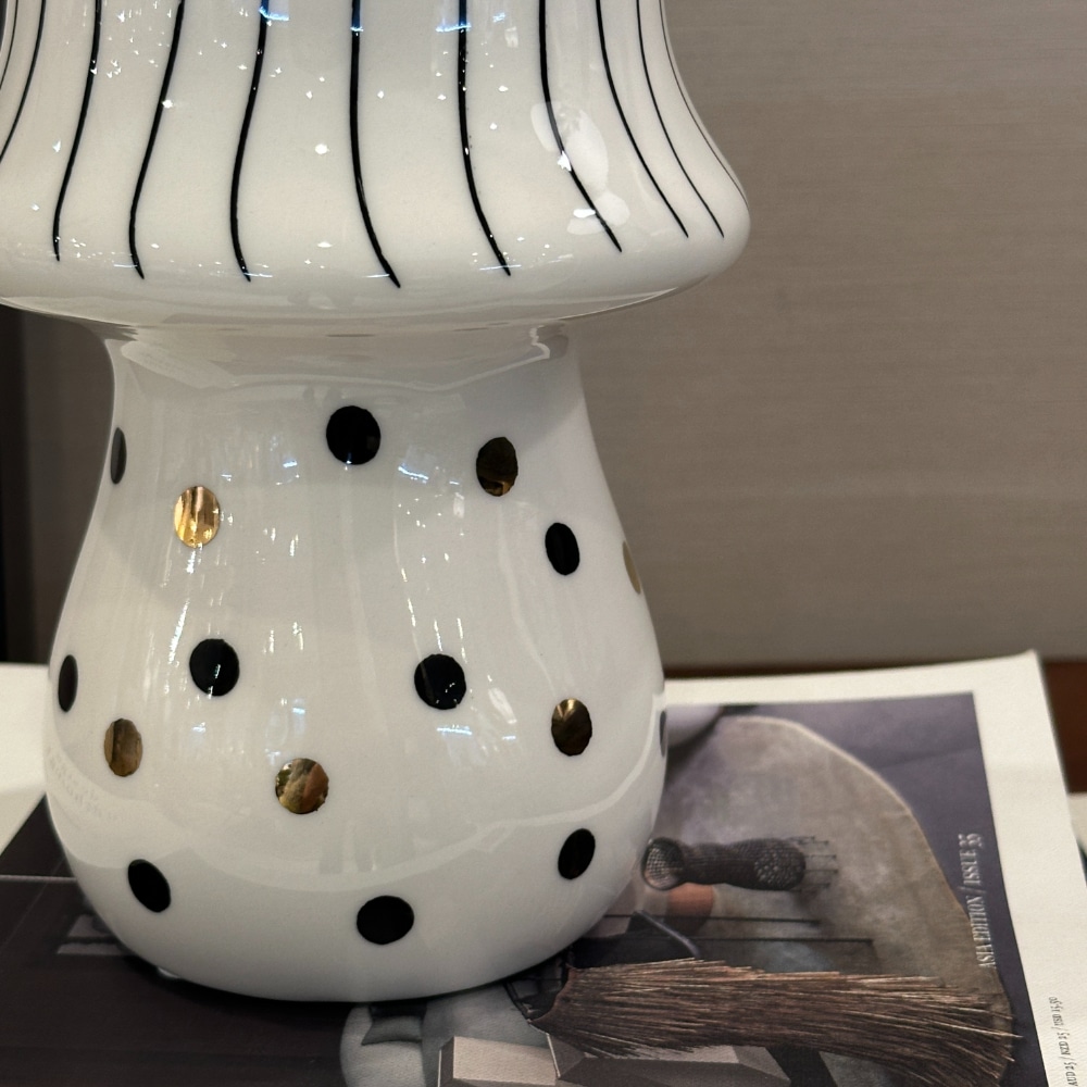 きのこ型 セラミックオブジェ ストライプ＆ドット | デコレーション