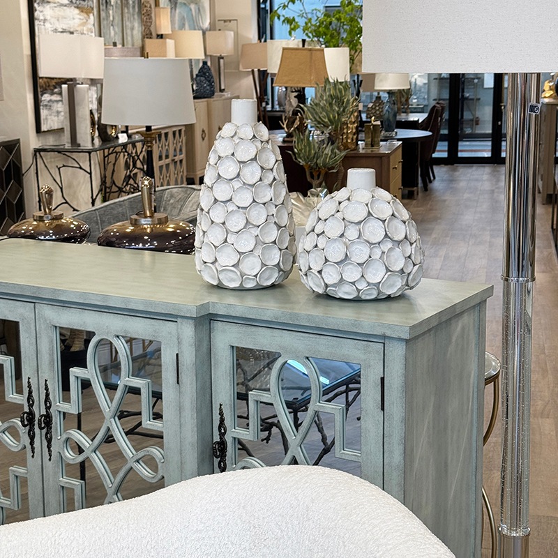 花びらモチーフの花瓶 2Pセット ホワイト | インテリアデコレーション