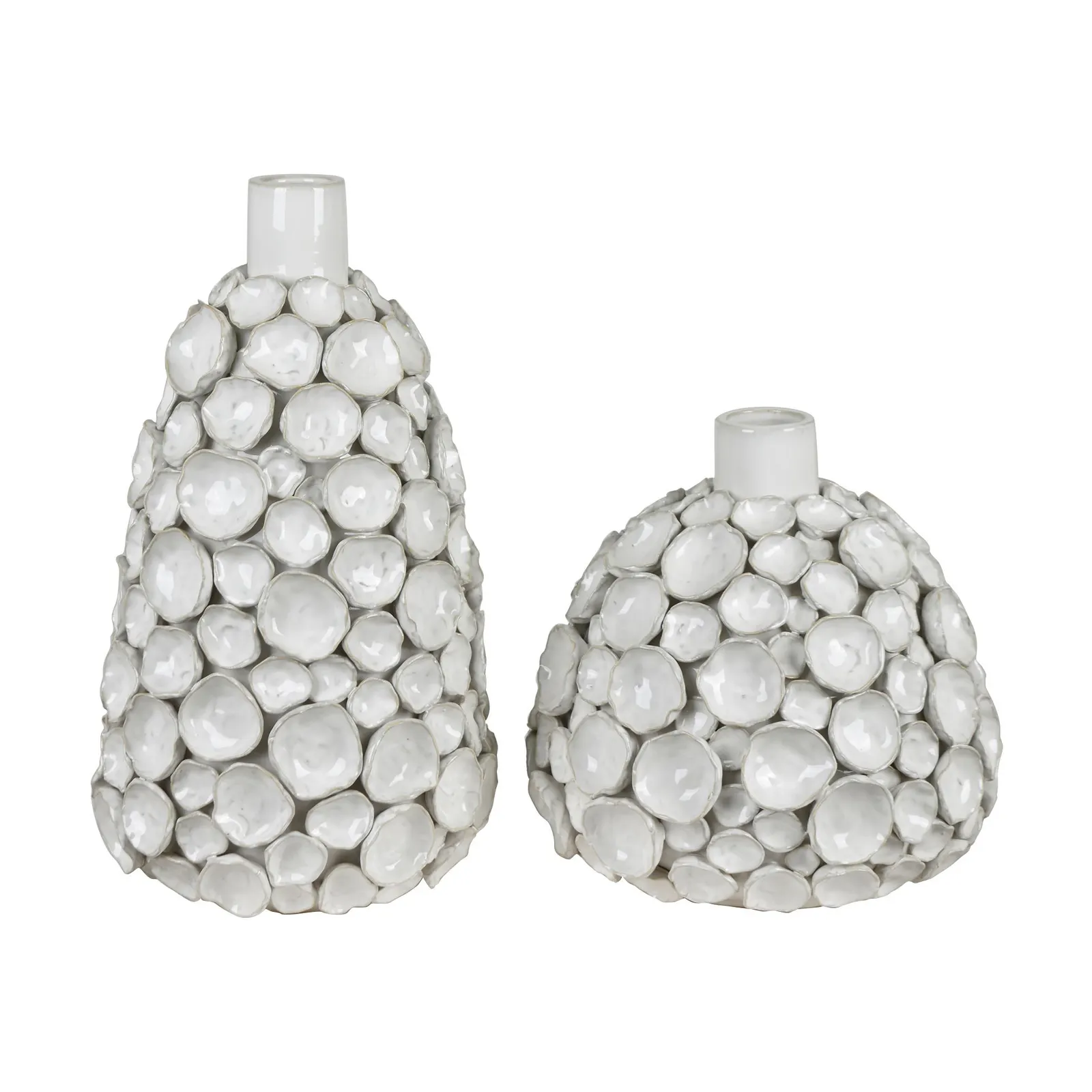 花びらモチーフの花瓶 2Pセット ホワイト | インテリアデコレーション