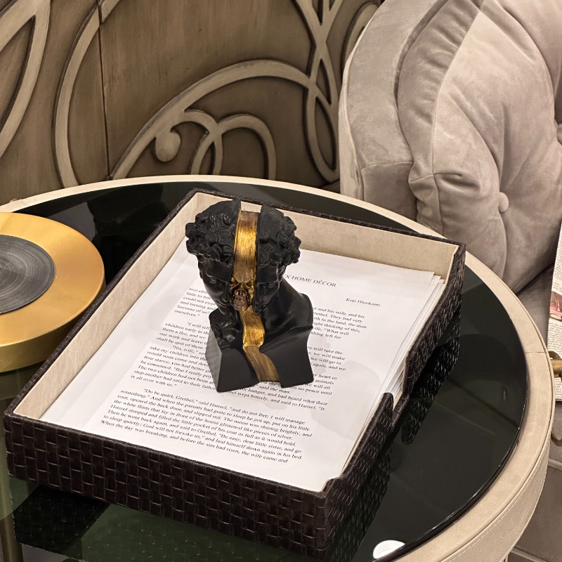 ダビデ×スカル アートオブジェ 高さ15cm ブラック×ゴールド