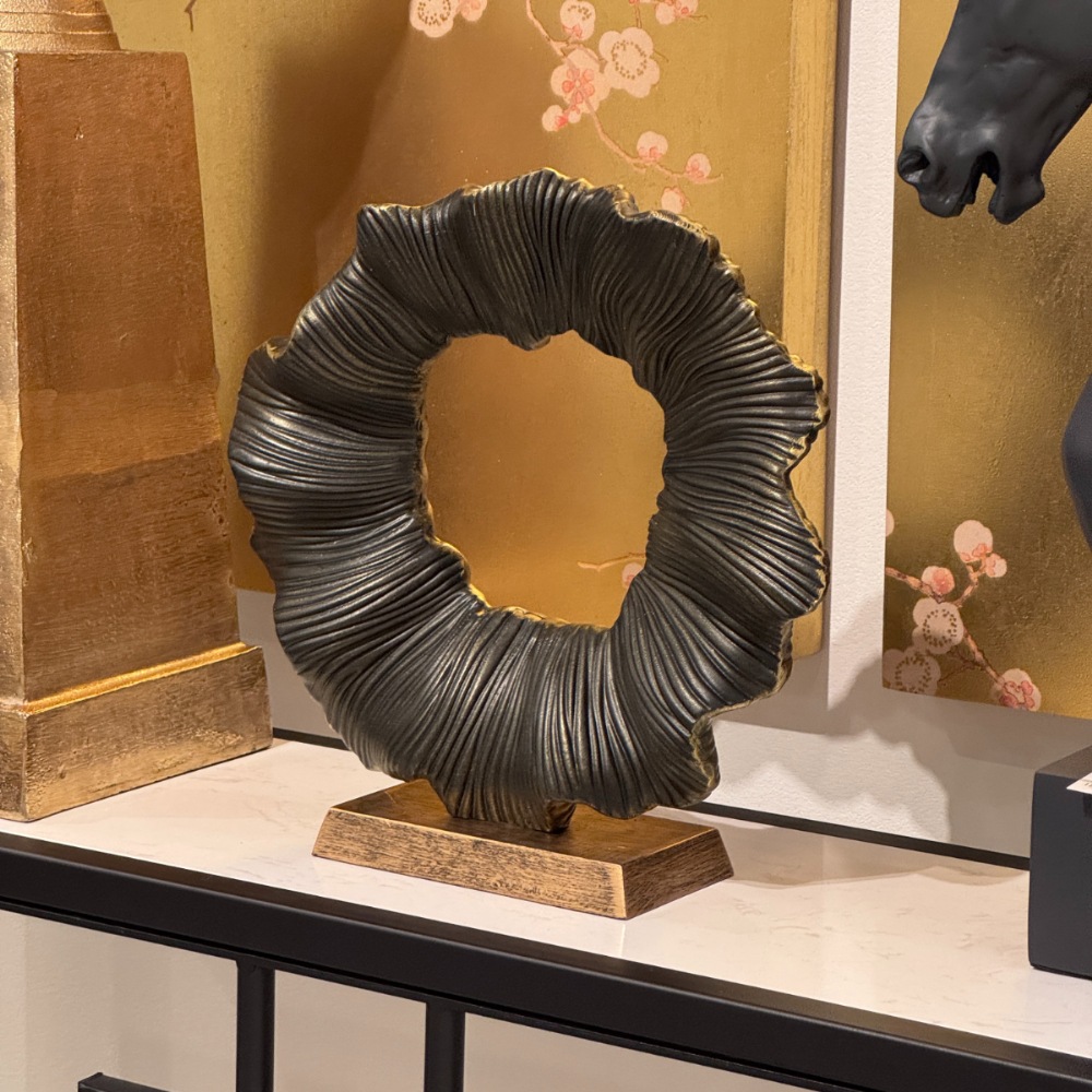フラワーリング アートオブジェ ブラック 高さ27cm | デコレーション