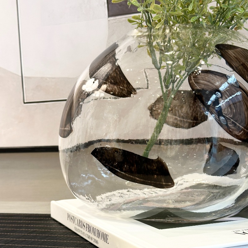 フラワーベース ガラス ブラウンペイント | デコレーション,花瓶