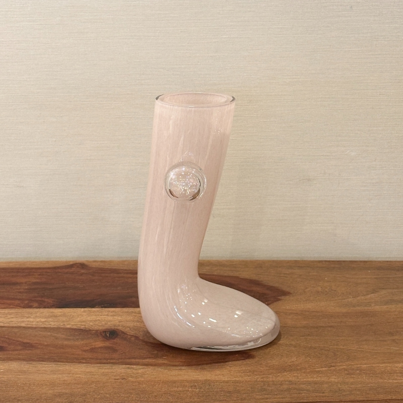 フラワーベース 長靴 ピンク ガラス製 | インテリア