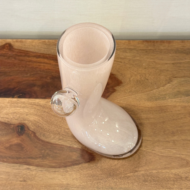 ガラス製　長靴型　花瓶　フラワーベース　オブジェ フラワーベース 長靴 ピンク ガラス製 | インテリア