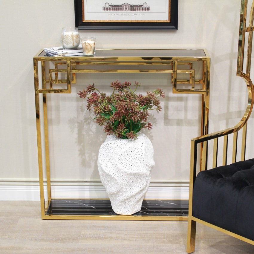 ガラス×大理石 コンソールテーブル ゴールド | 家具 |インテリア雑貨や