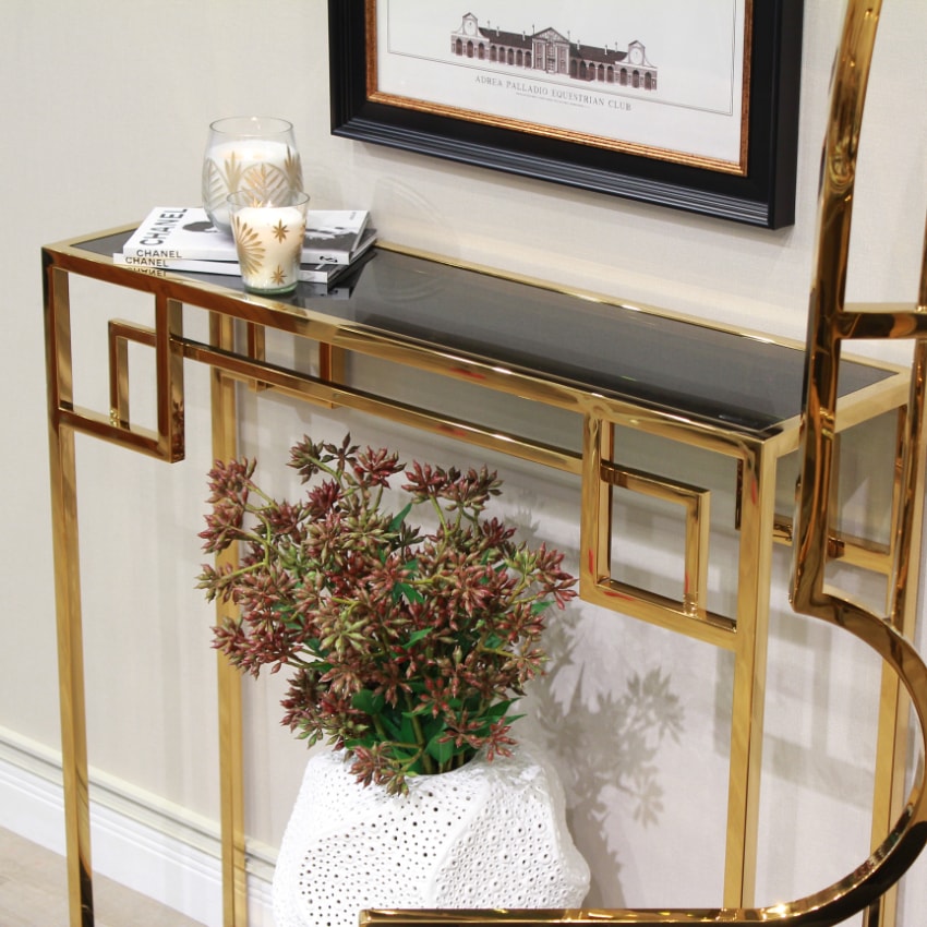 ガラス×大理石 コンソールテーブル ゴールド | 家具 |インテリア雑貨や