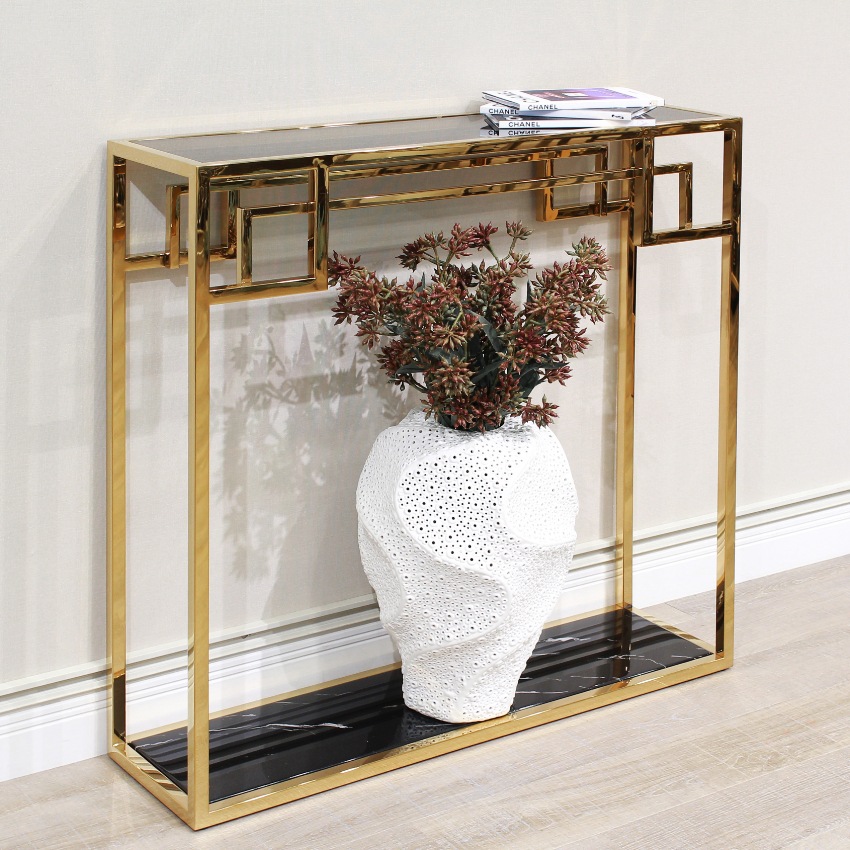 ガラス×大理石 コンソールテーブル ゴールド | 家具 |インテリア雑貨や