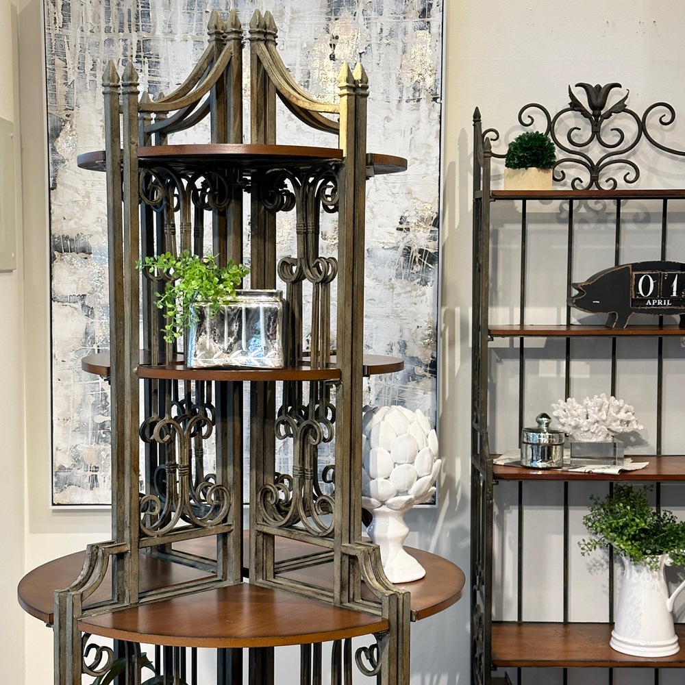 アイアン×ウッドのエレガントコーナーシェルフ 4段 | アイアン