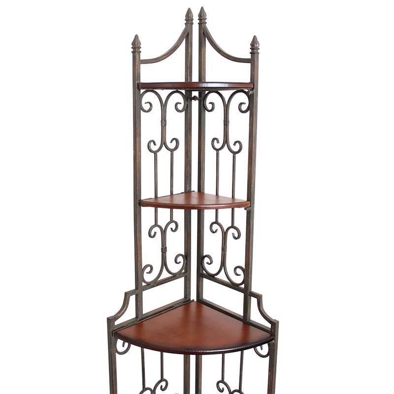 アイアン×ウッドのエレガントコーナーシェルフ 4段 | アイアン