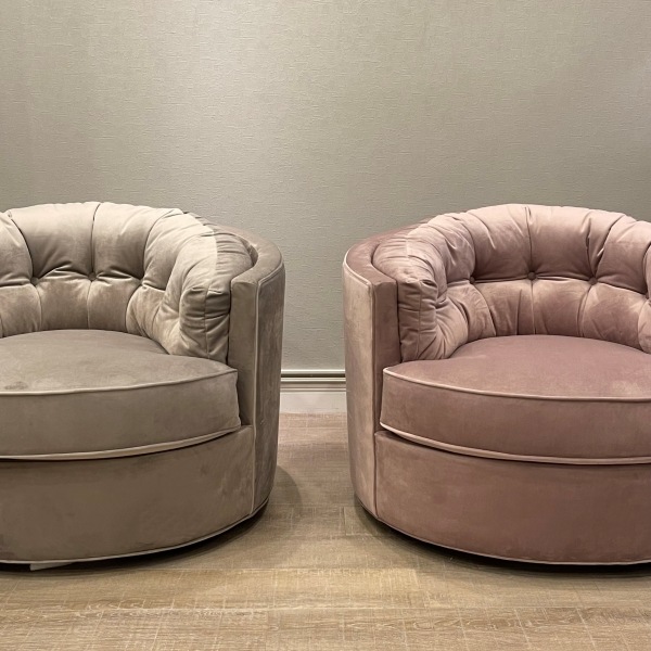 ソファ 1人掛け シングルソファ 回転チェア ベルベット EH-189-1 回転式一人掛けソファ ピンク ラグジュアリー ビッグサイズ EH-189-1